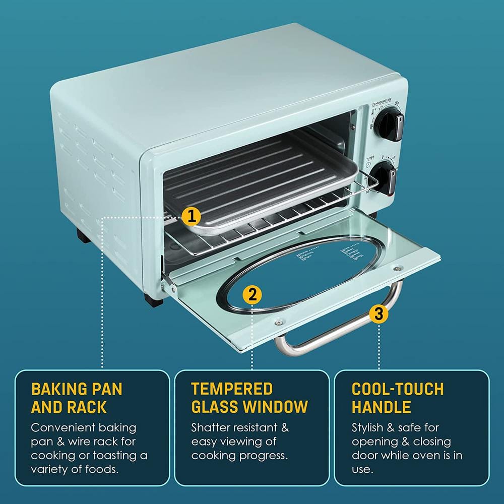 Mint Retro 2-Slice Toaster Oven with Automatic Shutoff