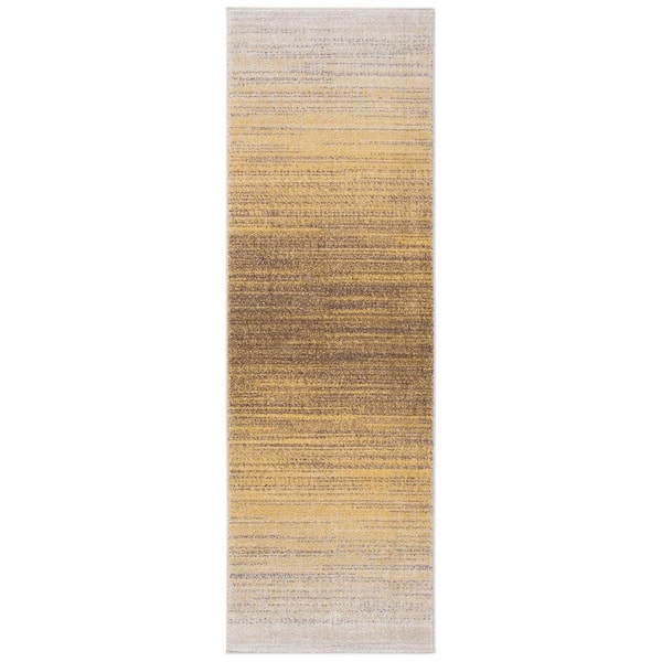 Adirondack 3 ft. x 12 ft. Gold/Ivory Gradient Runner Rug
