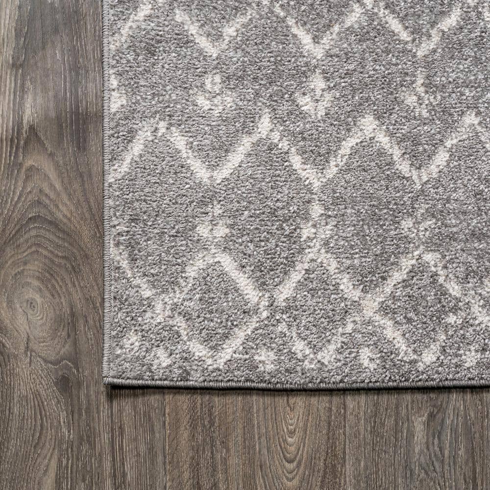 Reversible Gray/Ivory Trellis Synthetic 8' x 10' Area Rug
