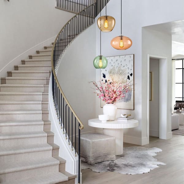 Theodora 3-Light Modern Vintage Cluster White Pendant Light with Colored Glass Globe Shades