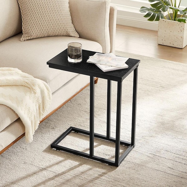 HomGarden 23'' Tall C-Shape Side Table Metal End Table Small Snack Table  for Sofa Couch Bed, Black 