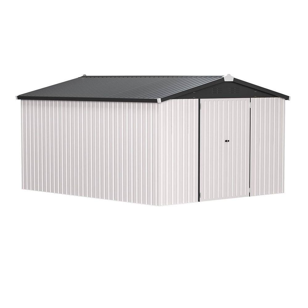 White 10 ft. W x 14 ft. D Metal Shed, Outdoor Storage Cabinet with 2 Door (140 sq. ft. ) price history on PriceWatchPro
