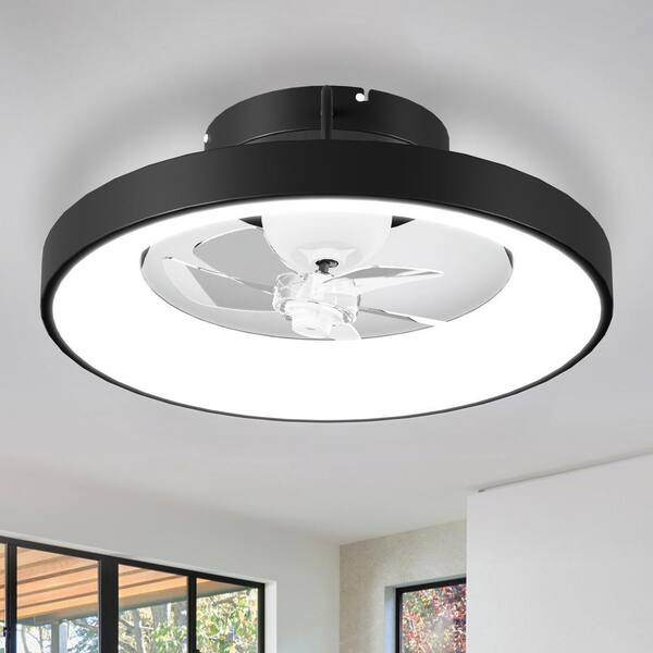 HSC TECHNOLOGY INC Indoor fan 360° rotating blades 15.6 in. black 19.7 in. ceiling fan with Light with remote control and APP dimmable