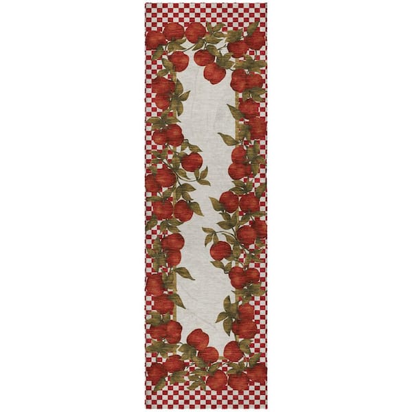Dream Shag Premium Machine Washable Abstract ADS164 Apple 2 ft. x 7 ft. Runner Rug