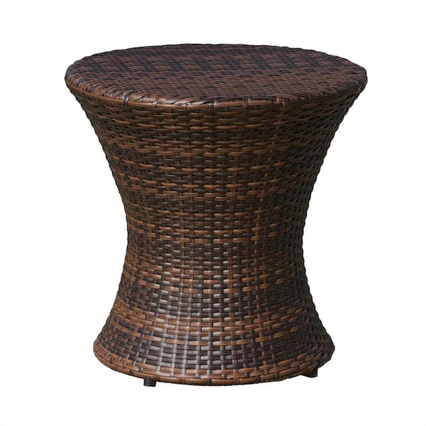 Movisa Outdoor Brown Wicker Hourglass Side Table YMVW06 The Home Depot