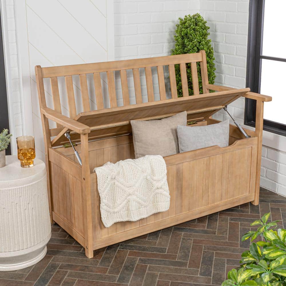Sophie 48" Light Teak Acacia Wood Storage Bench
