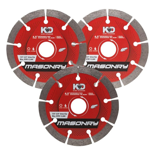 4.5 in. Masonry Material Cutting Segmented Rim Diamond Blades (3-Pack)