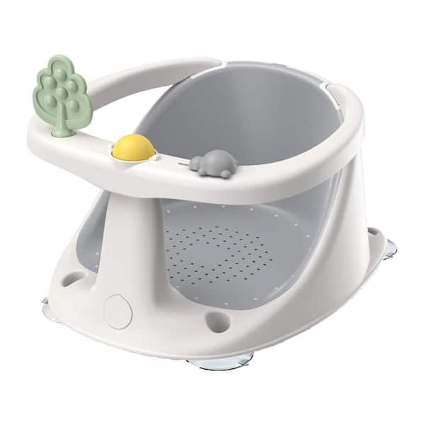 Infant Bath Seat 13.38 in. W Non-Slip Suction Cups Ergonomic PP+TPE Baby Shower Chair Quick Drain Blue