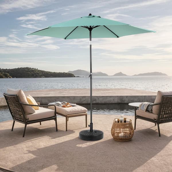 Unbranded 9 ft. x 9 ft. Outdoor Patio Umbrella Market Umbrella with Push Button Tilt and Crank in Light Green (Base Not Included)