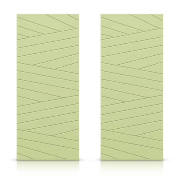CALHOME 72 in. x 96 in. Hollow Core Sage Green Painted Composite MDF Interior Double Closet Sliding Doors