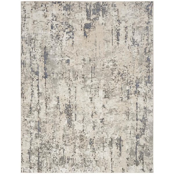 Nourison Concerto Ivory Blue Grey 8 ft. x 10 ft. Abstract Contemporary Area Rug