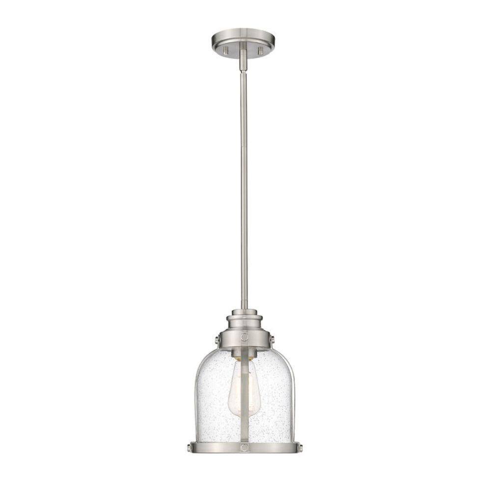 Burren Brushed Nickel Mini Pendant with Seedy Glass Shade