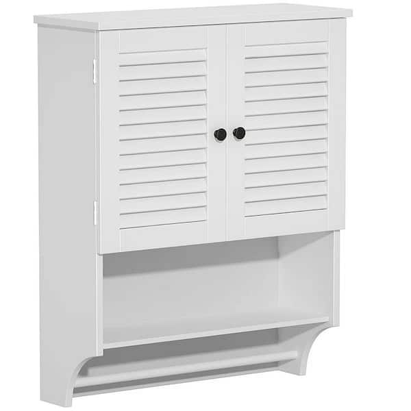 24 in. W x 30 in. H Medium Rectangular White Surface Mount Medicine Cabinet without Mirror, Louvered Door and Towel Bar