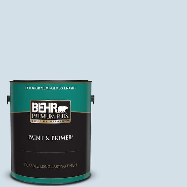 BEHR PREMIUM PLUS 1 gal. #580E-1 Rain Drop Semi-Gloss Enamel Exterior Paint & Primer