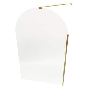 33 in. W x 58 in. H Fixed Semi Frameless Bathtub Door in Brushed Gold with 5/16 in. (8mm) Rainbow Glass