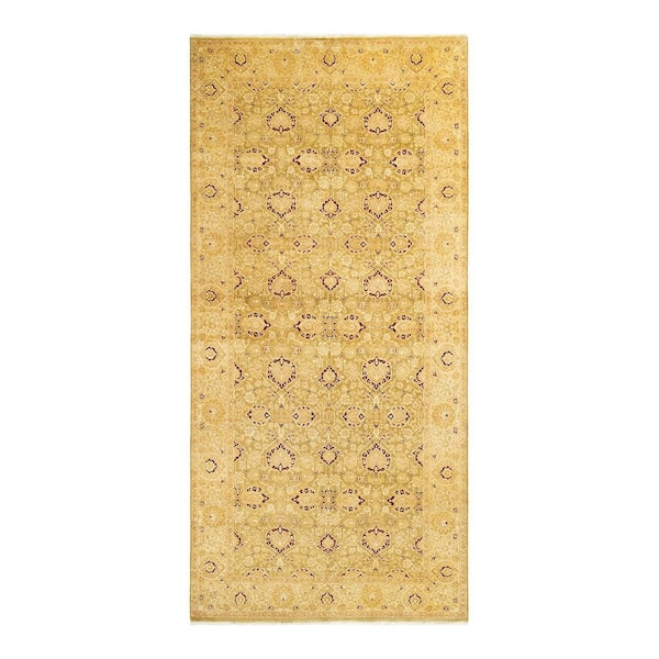 Mogul Green 6 ft. x 13 ft. Oriental Wool Indoor Runner Rug