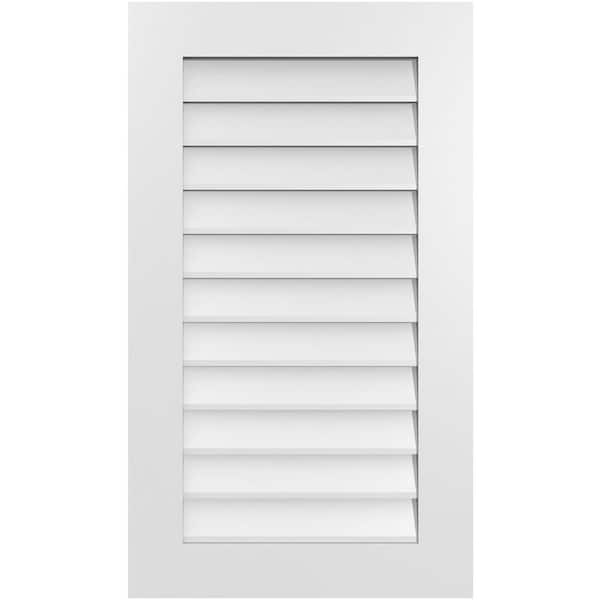 Ekena Millwork 22 in. x 38 in. Rectangular White PVC Paintable Gable Louver Vent Non-Functional
