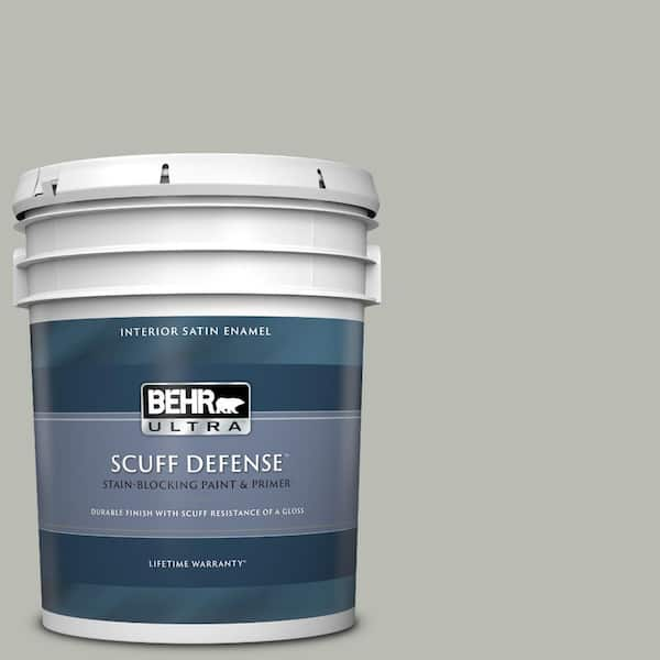 Behr Ultra 5 Gal N380 3 Weathered Moss Extra Durable Satin Enamel Interior Paint Primer The Home Depot