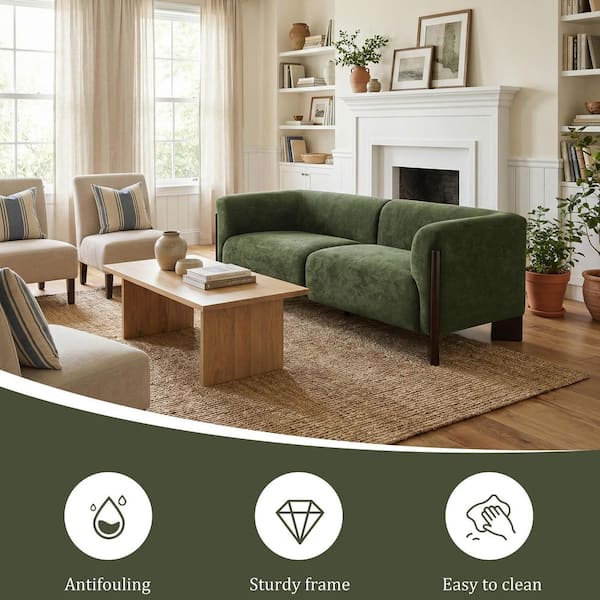 Uixe Luxury 81.1 in. Flared Arm Chenille Rectangle 2-Seater Sofa