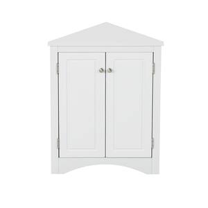 White Triangle Accent Cabinet with Adjustable Shelves Floor Storage Corner Cabinet for Bathroom Home Office Kitchen