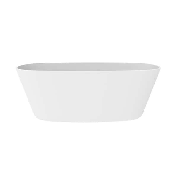 Hermosa 70.87 in. Solid Surface Stone Resin Flatbottom Bathtub in Matte White