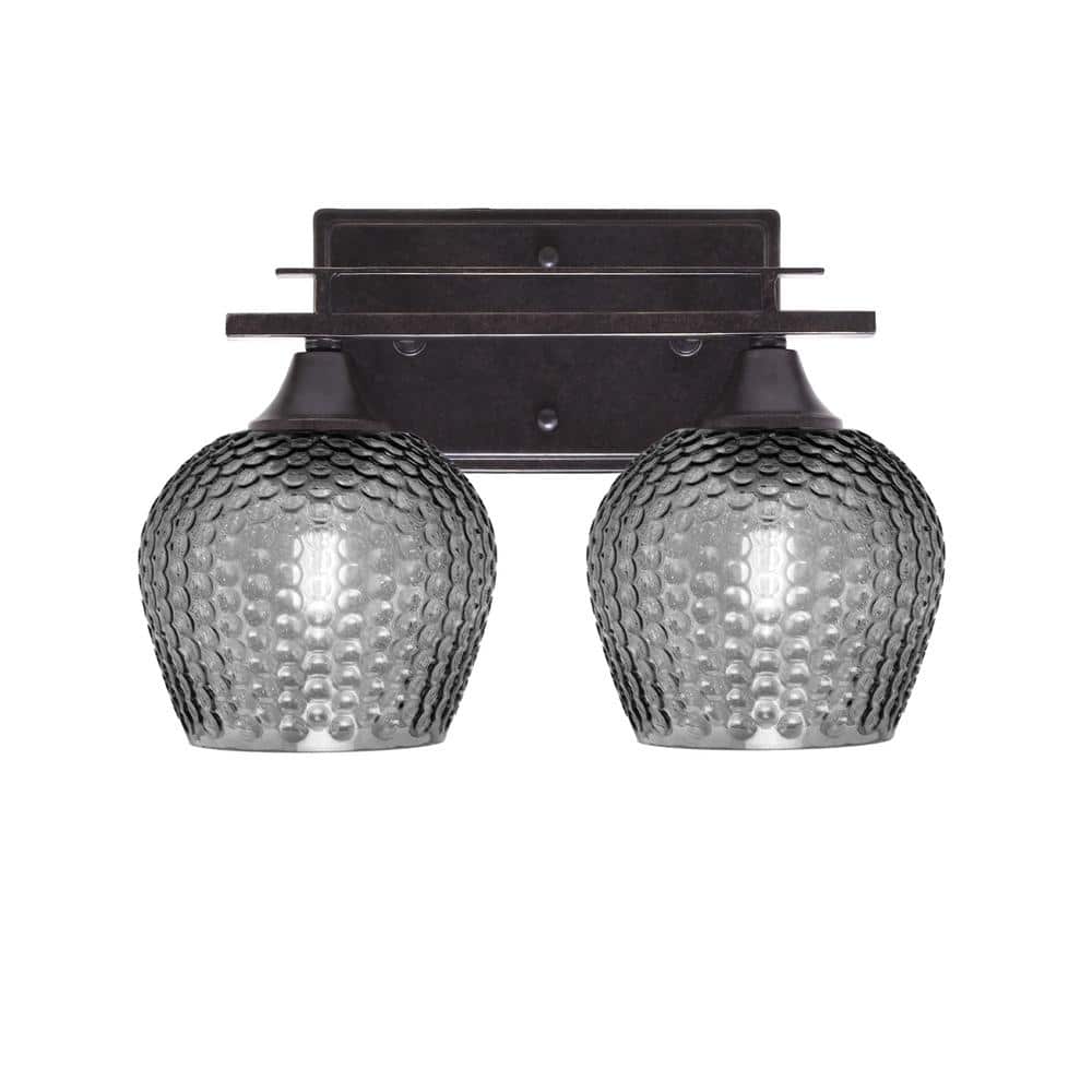 Ontario 13.25 in. Dark Granite Vanity Light with Smoke Glass Shades