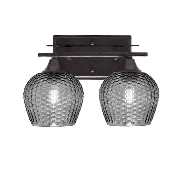 Unbranded Ontario 13.25 in. 2-Light Vanity Light Dark Granite Smoke Textured Glass Shade