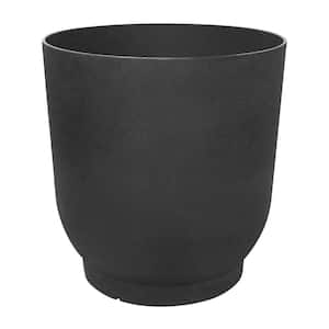 Esmerelda Large Black Rubber Self-Watering Round Planter with Drainage Holes (19.5 in. L x 19.5 in. W x 20 in. H)