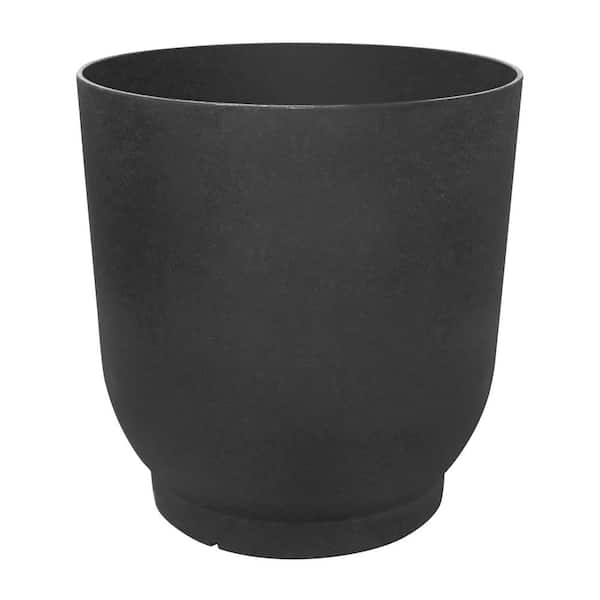 Esmerelda Large Black Rubber Self-Watering Round Planter with Drainage Holes (19.5 in. L x 19.5 in. W x 20 in. H)