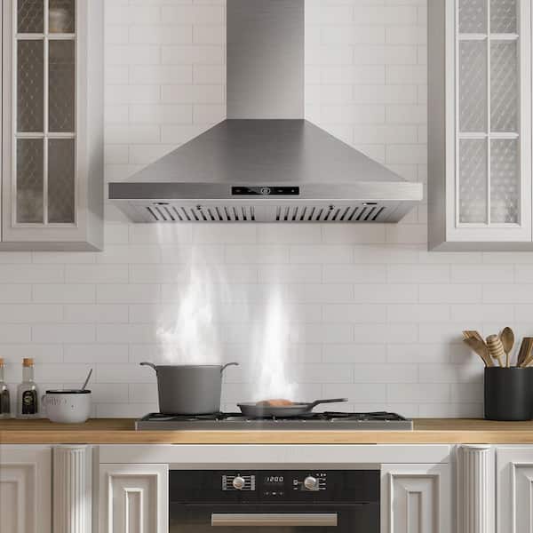 36 in. 560 CFM Ductless Convertible Wall Mount Range Hood in Stainless Steel with LED Lighting, Filter and Touch Control