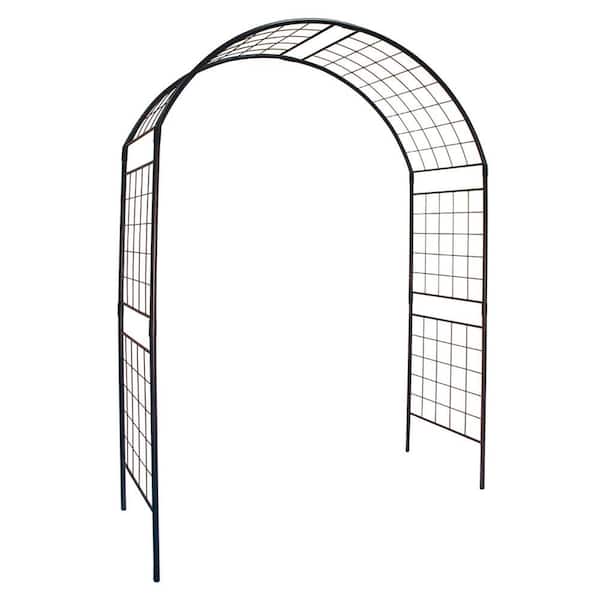 Elegant Handcrafted Monet II Wrought Iron Garden Arbor, 114.5 in. Tall, Graphite Powder Coated Finish