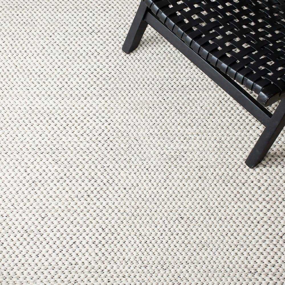 Ivory Flat Woven Handmade Wool Rectangular Rug, 5' x 8'