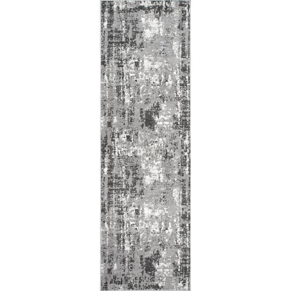nuLOOM Margot Strained Grey 2 ft. x 8 ft. Indoor Abstract Runner Rug