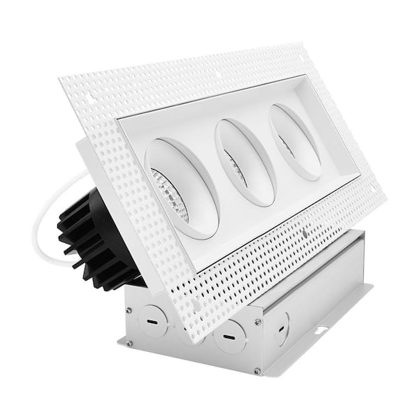 3-Head Integrated LED Regressed Trimless Gimbal Light, 360°+15° Swivel, 5CCT, 45W 3000LM Dimmable 11.73" x 4.25" Cutout