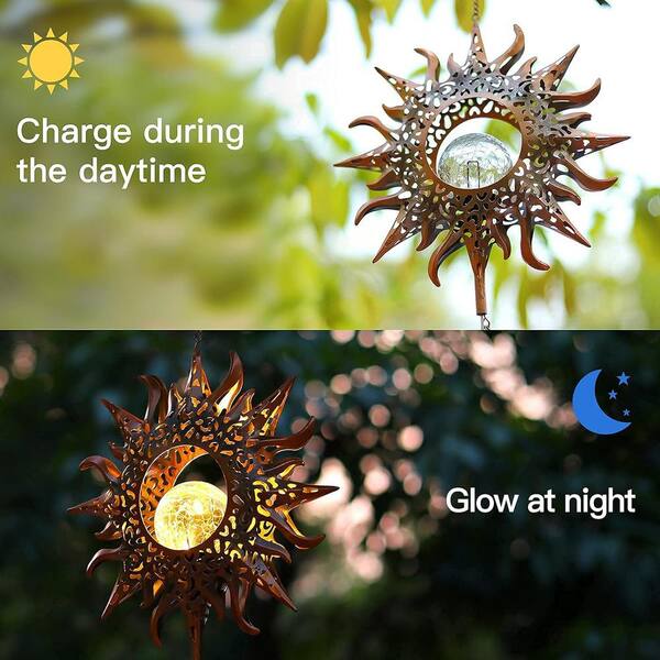 ITOPFOX 42 in. Solar Wind Chimes, Sun Wind Chime Outdoor
