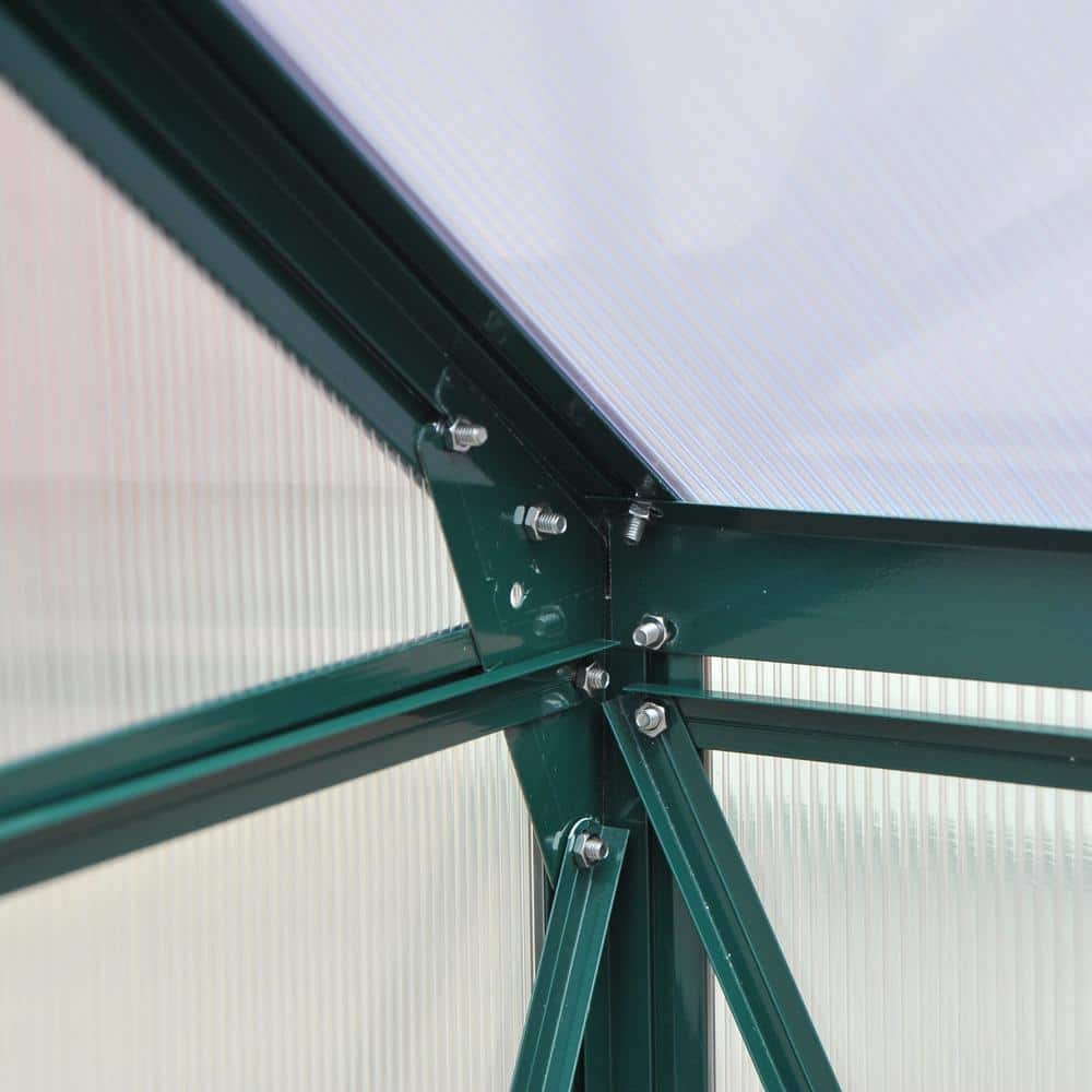 Outsunny Green Polycarbonate Walk-In Garden Greenhouse with Aluminum Frame