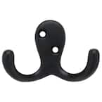 1-13/16 in. Matte Black Double Wall Hook (4-Pack)