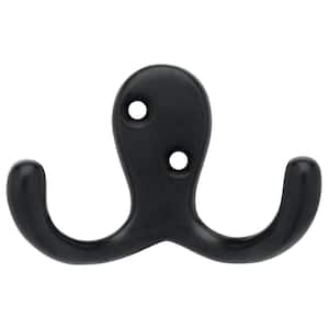 1-13/16 in. Matte Black Double Wall Hook (4-Pack)