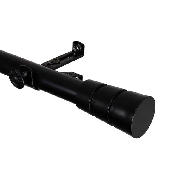 Rod Desyne 120 in. - 170 in. Black Telescoping Single Curtain Rod Kit with Rio Finial