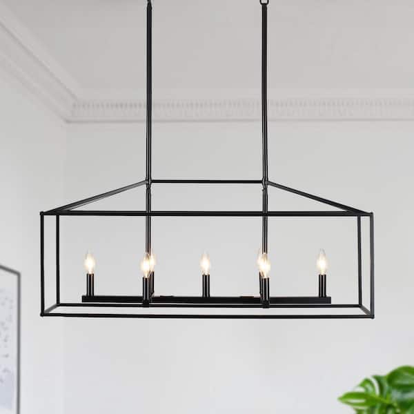 HLJYNJM 7-Light Black Modern Linear Rectangle Candlestick