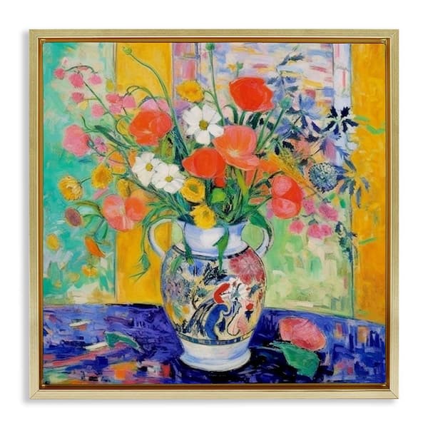 Stupell Industries Bold Bouquet Impression by LSR Design Studio Gold Floater Frame Nature Graphic Art Print 18 in. x 18 in.