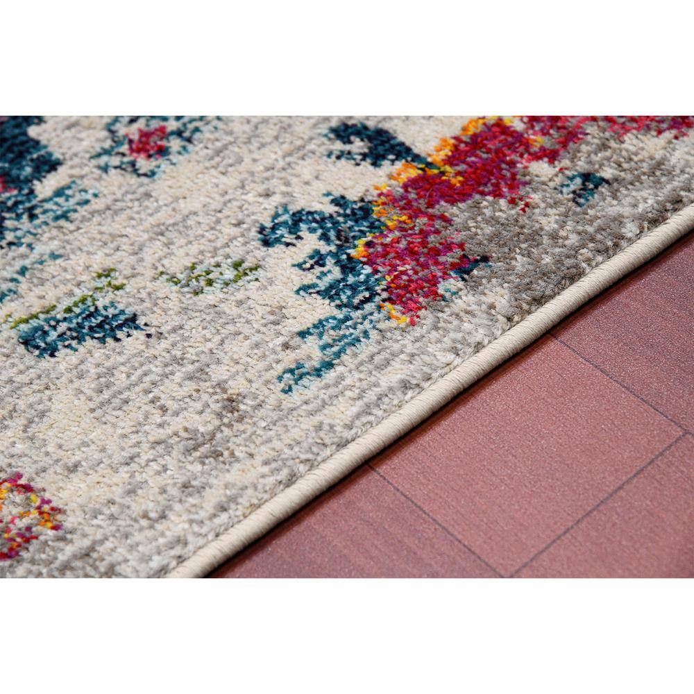 Ivory and Orange Rectangular Synthetic Reversible Rug