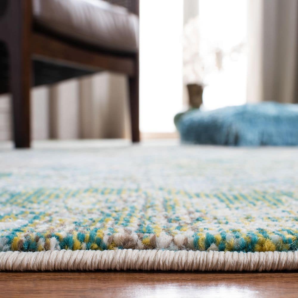 Monaco Green and Turquoise Abstract 9' x 12' Synthetic Area Rug