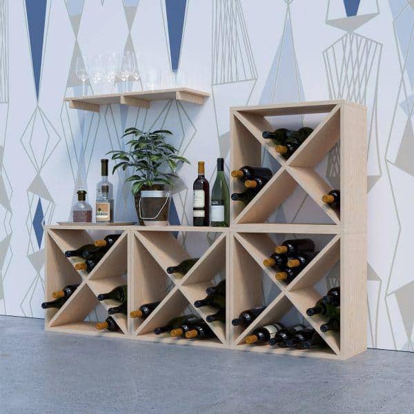 Natural Fir 24-Bottle Stackable Tabletop Wine Rack