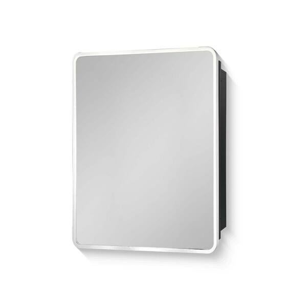 Lycvki 20 in. W x 28 in. H Rectangular Framed Medicine Cabinet with Mirror in Silver