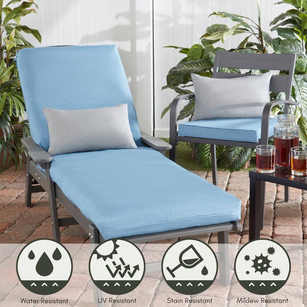 Denim Blue Outdoor Polyester Chaise Lounge Cushion