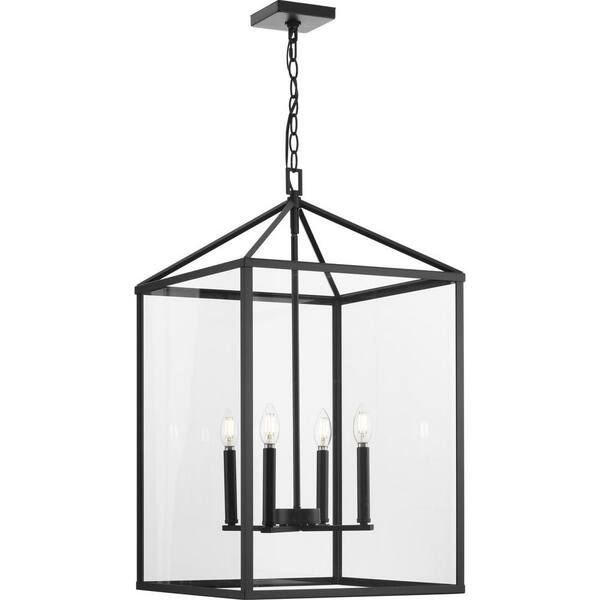 Progress Lighting Hillcrest 4-Light Matte Black Transitional Chandelier