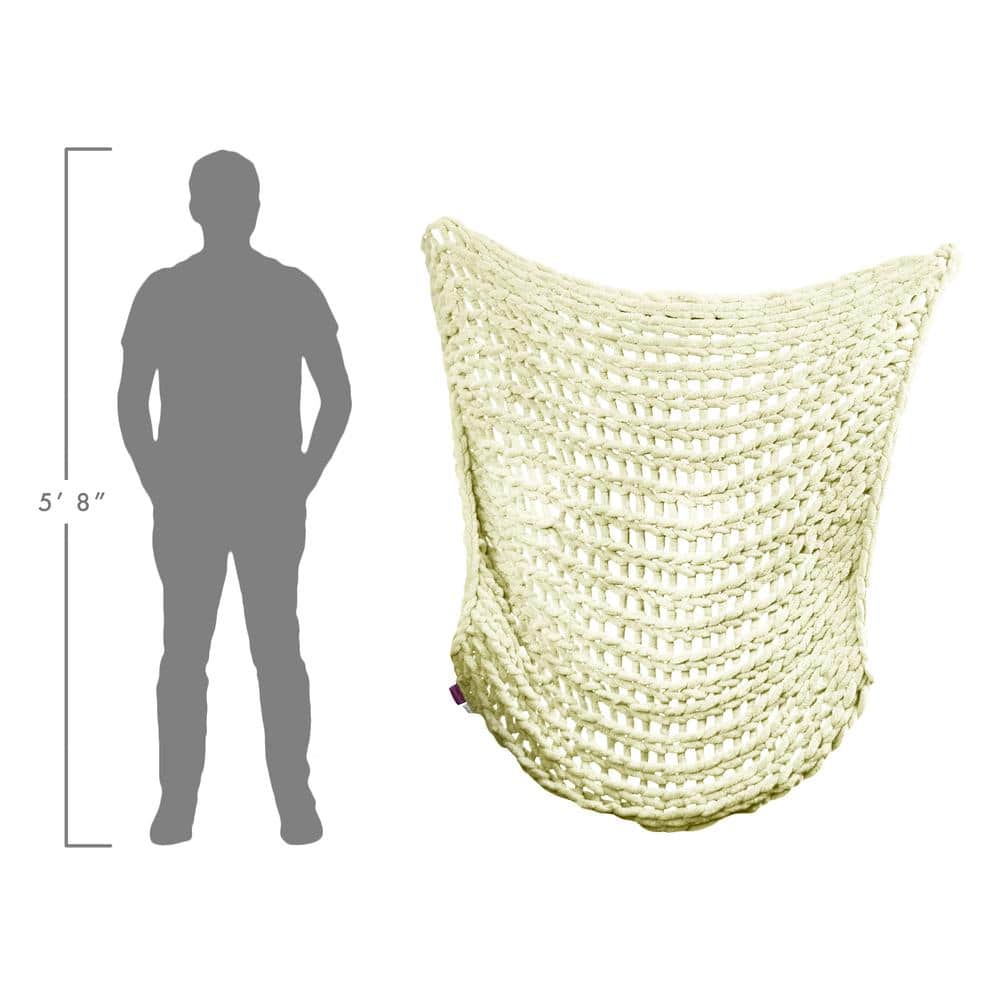 Ivory Knitted Reversible Chenille Throw Blanket