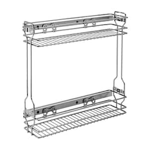 Silver 18 in. Pull Out Side Mount 2-Tier Kitchen Cabinet Organizer