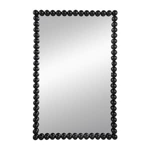 24 in. W x 36 in. H Rectangular Iron Framed Wall Bathroom Vanity Mirror Beaded Mirror in Black